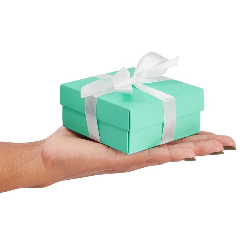 BLUE PANDA Mini Jewelry Gift Boxes - 3.74 x 3.74 x 1.65 In, 24-Pack, Teal with Lids & Ribbons - Bridal Shower Favor Boxes for Wedding & Baby Shower Favors - Image 5